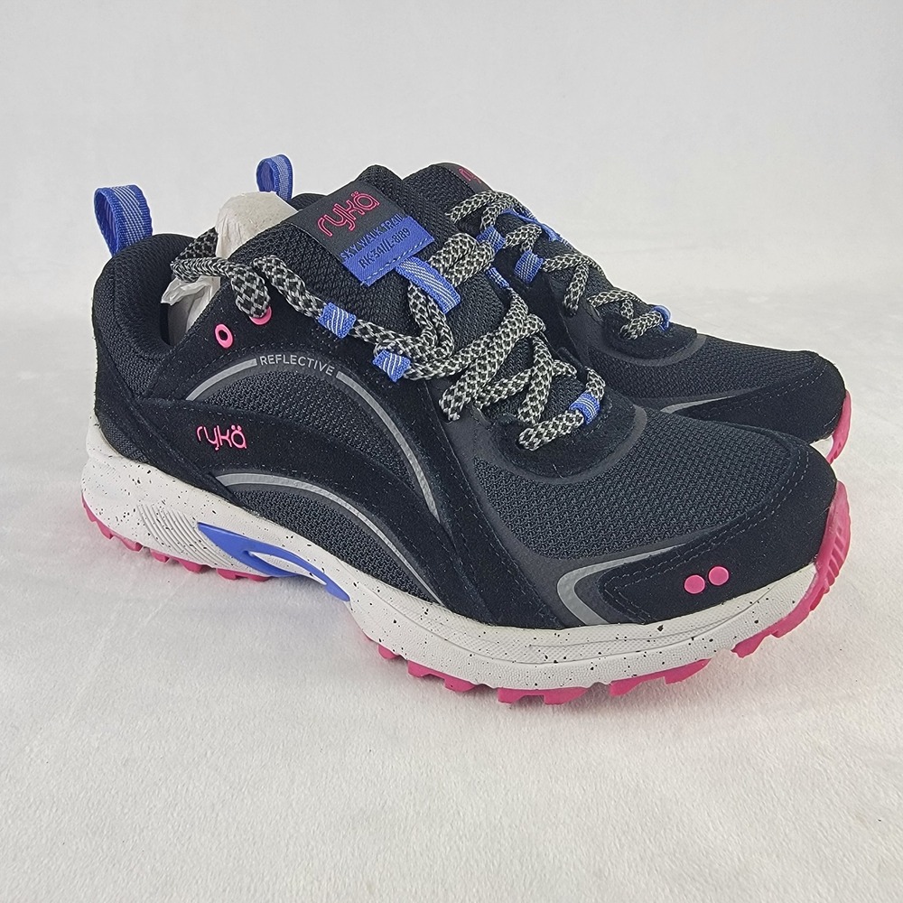 Ryka Sky Walk Trail Womens Walking Shoes Black Pink Blue H3275M5009 Size 6.5 M